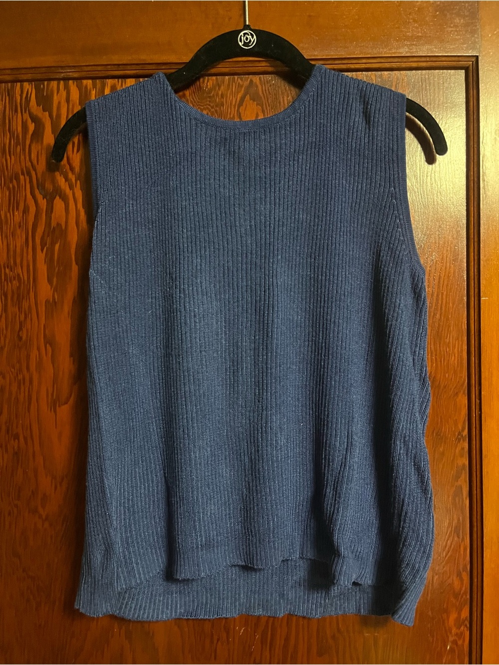 Sleeveless Ribbed Knit Tank Top - Blue